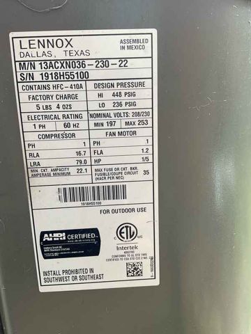 Condenser data plate