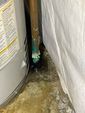 Corrosion and staining at discharge