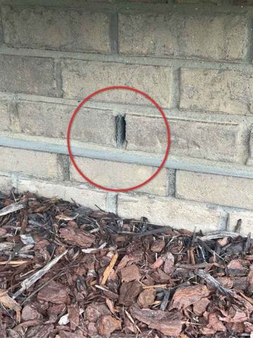 Weep hole obstructed
