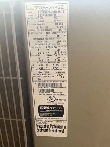 Condenser data plate